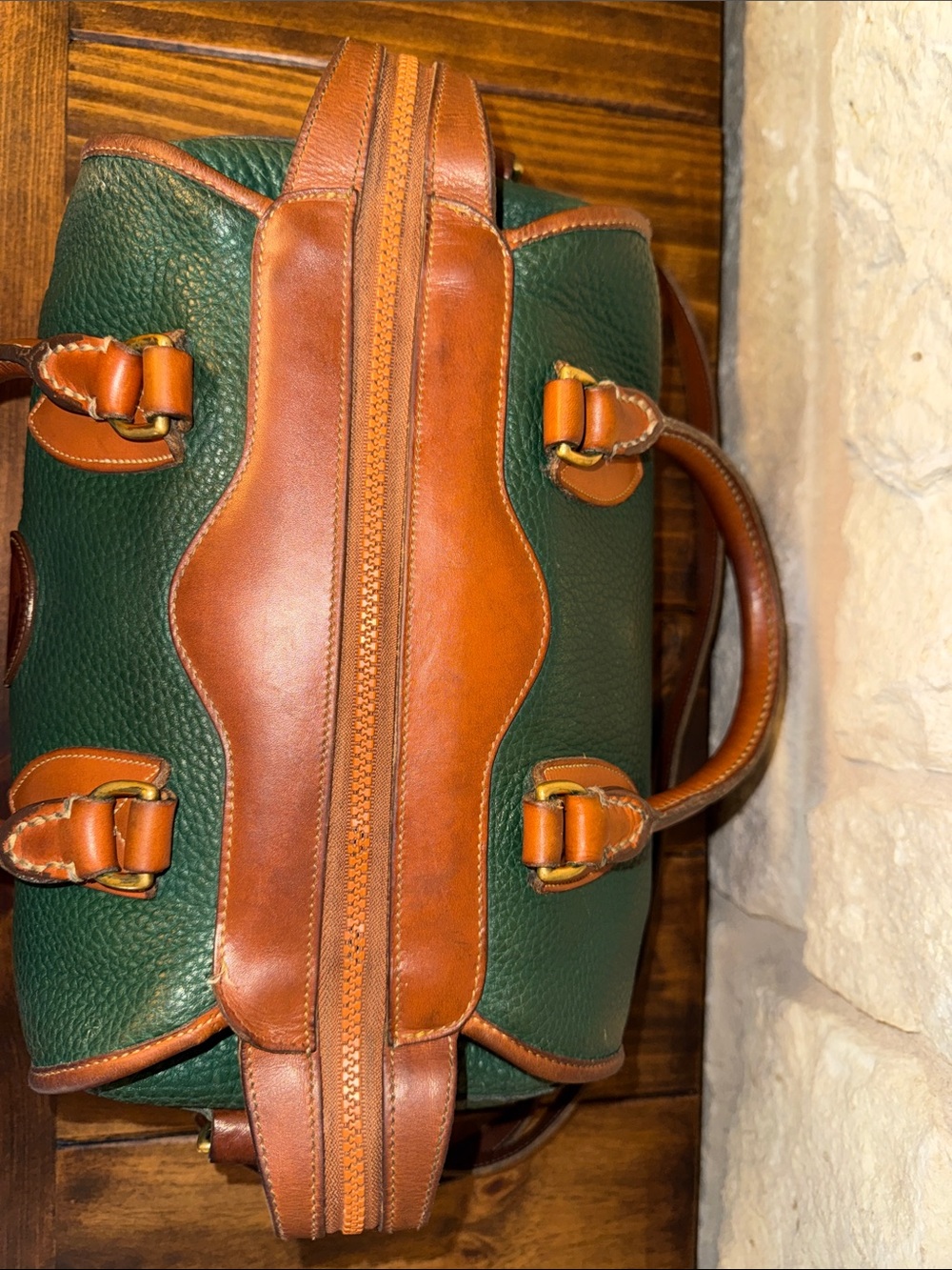 Vintage Dooney & Bourke Green Pebbled Leather Gladstone - Picture 6 of 13